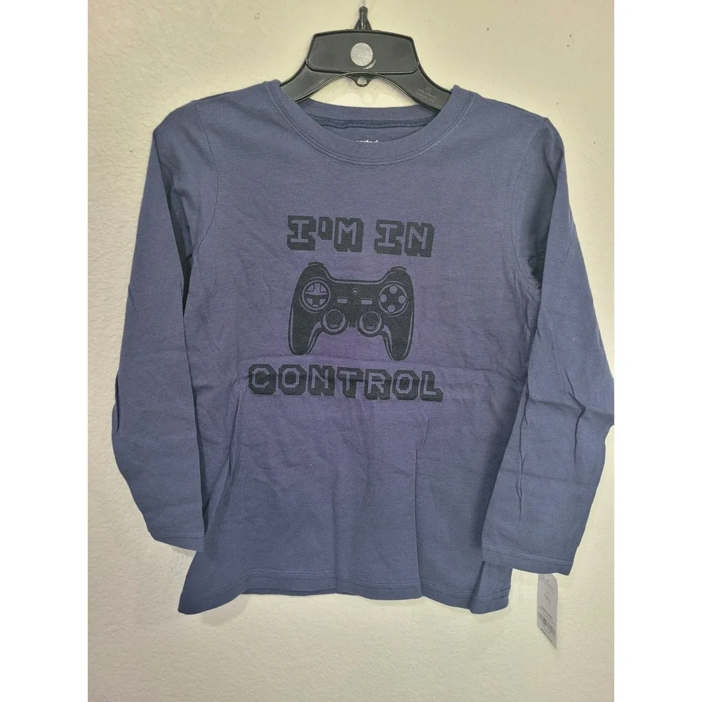 Carters Boys 7 Long Sleeve Graphic Tee Dark Blue Im In Control Video Game #5